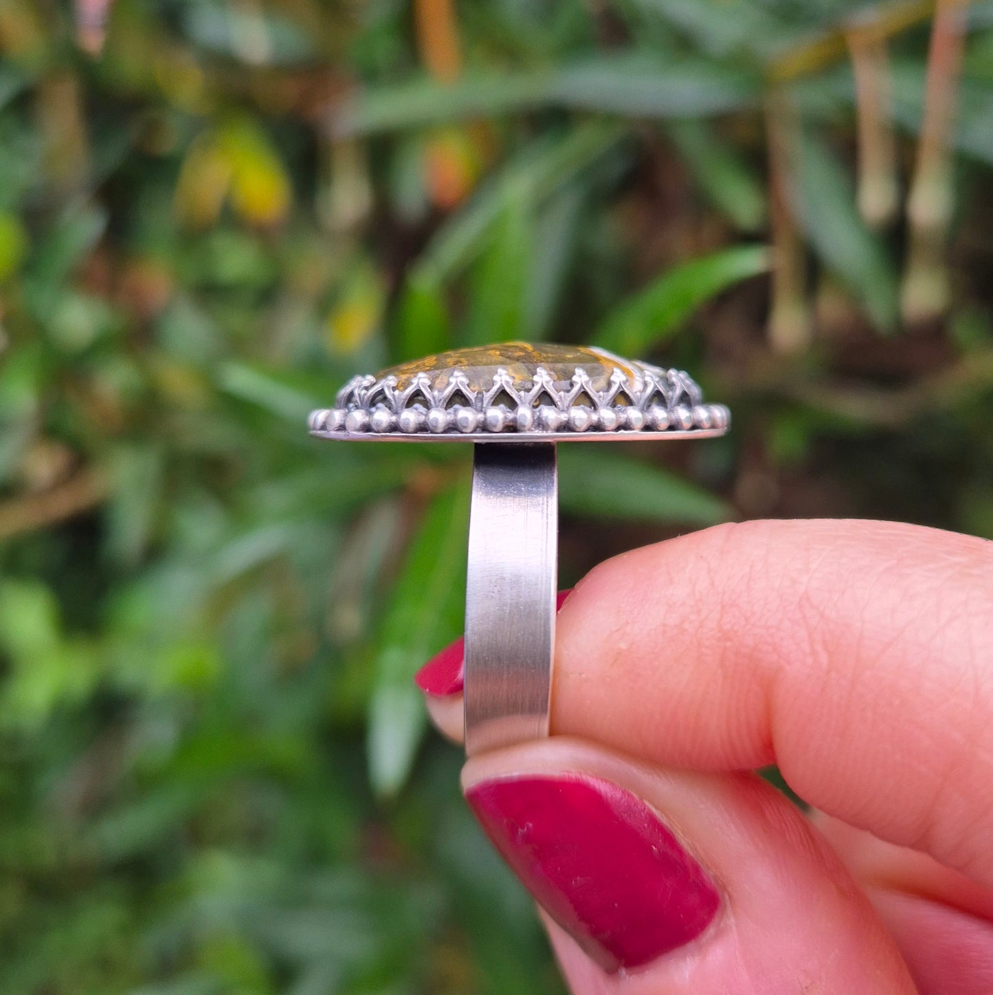 Ocean jasper landscape ring - size S