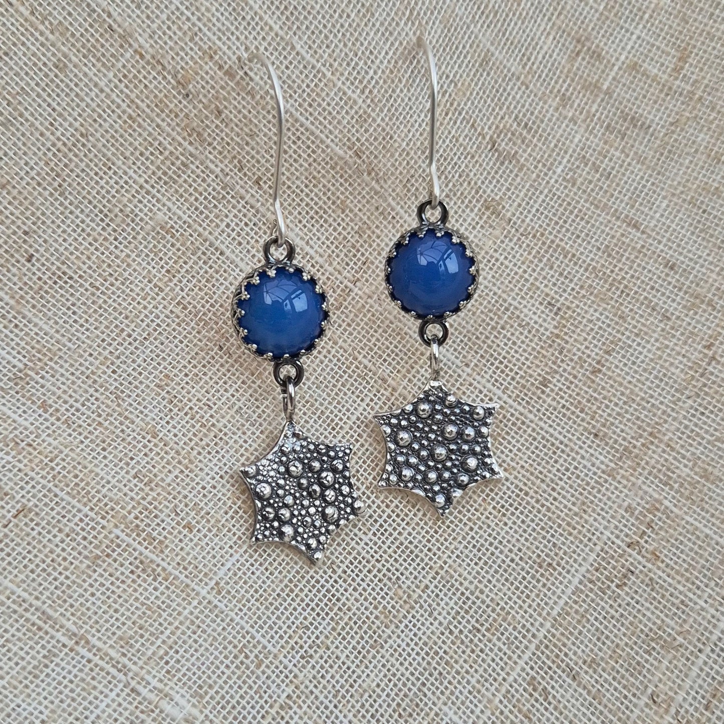 Starburst blue agate drop earrings - one available