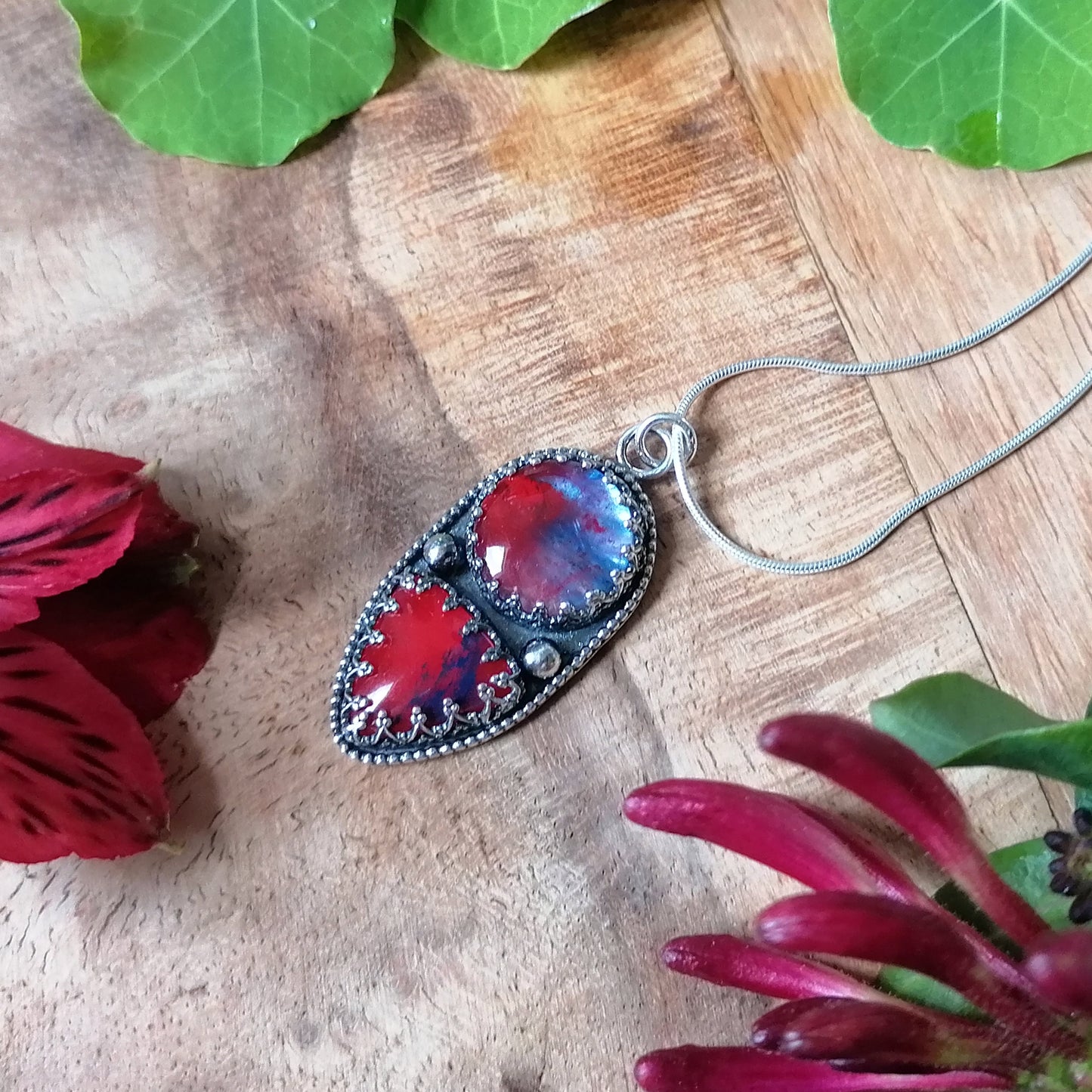 Surfite & silver pendant - one available