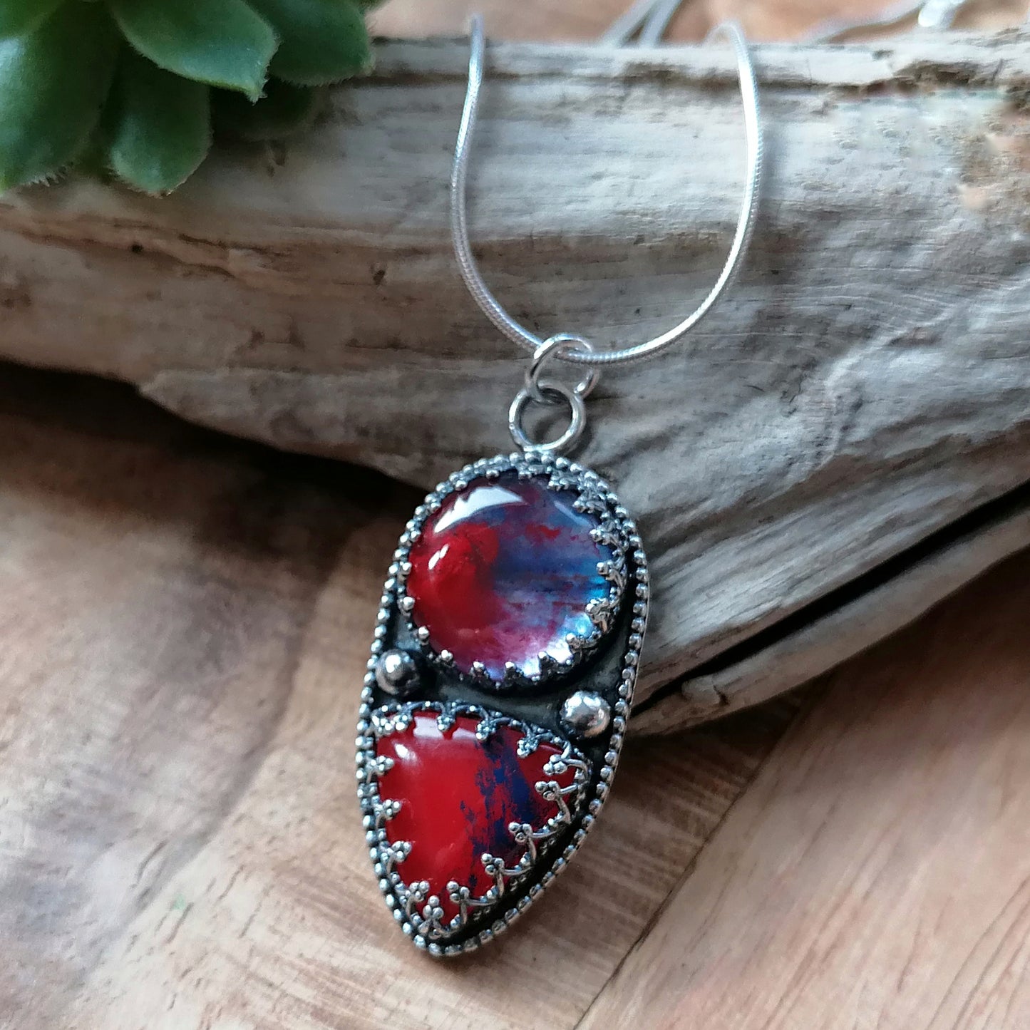 Surfite & silver pendant - one available