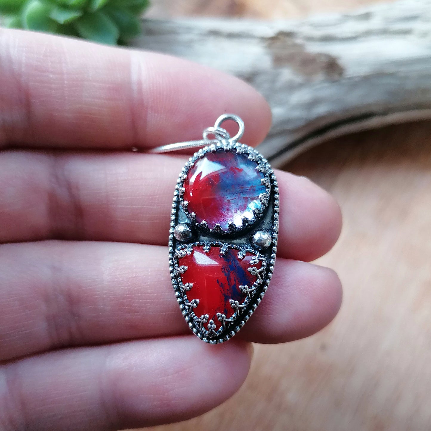 Surfite & silver pendant - one available