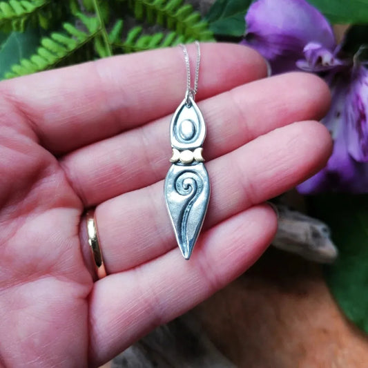 Triple goddess pendant - with gold accents