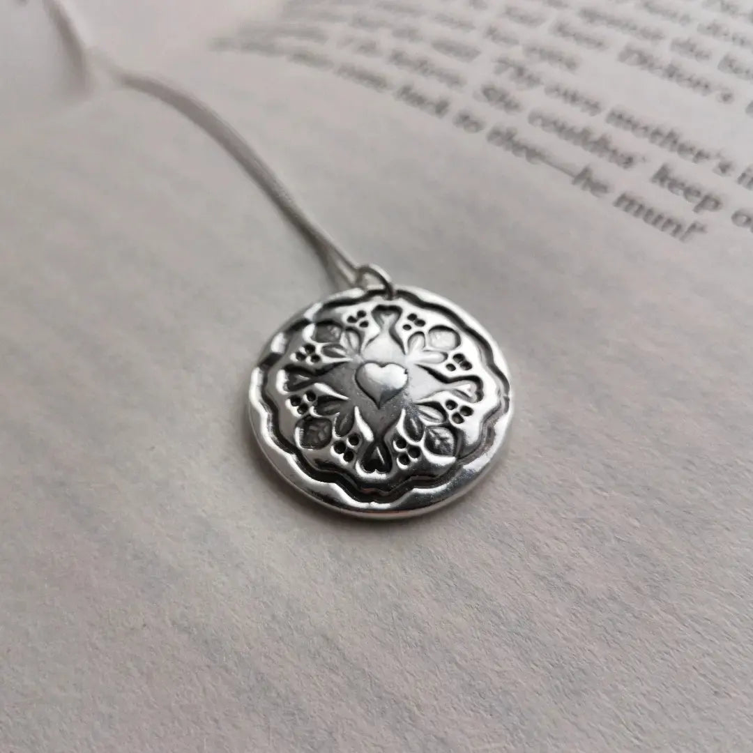Antique button pendant - love - made to order