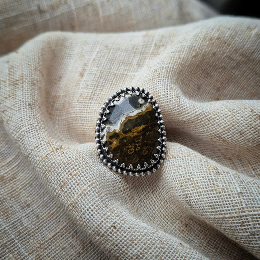 Ocean jasper landscape ring - size S