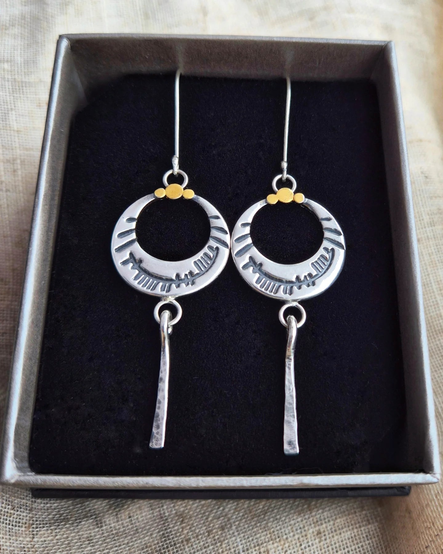 Banlaoch ogham earrings with keum boo