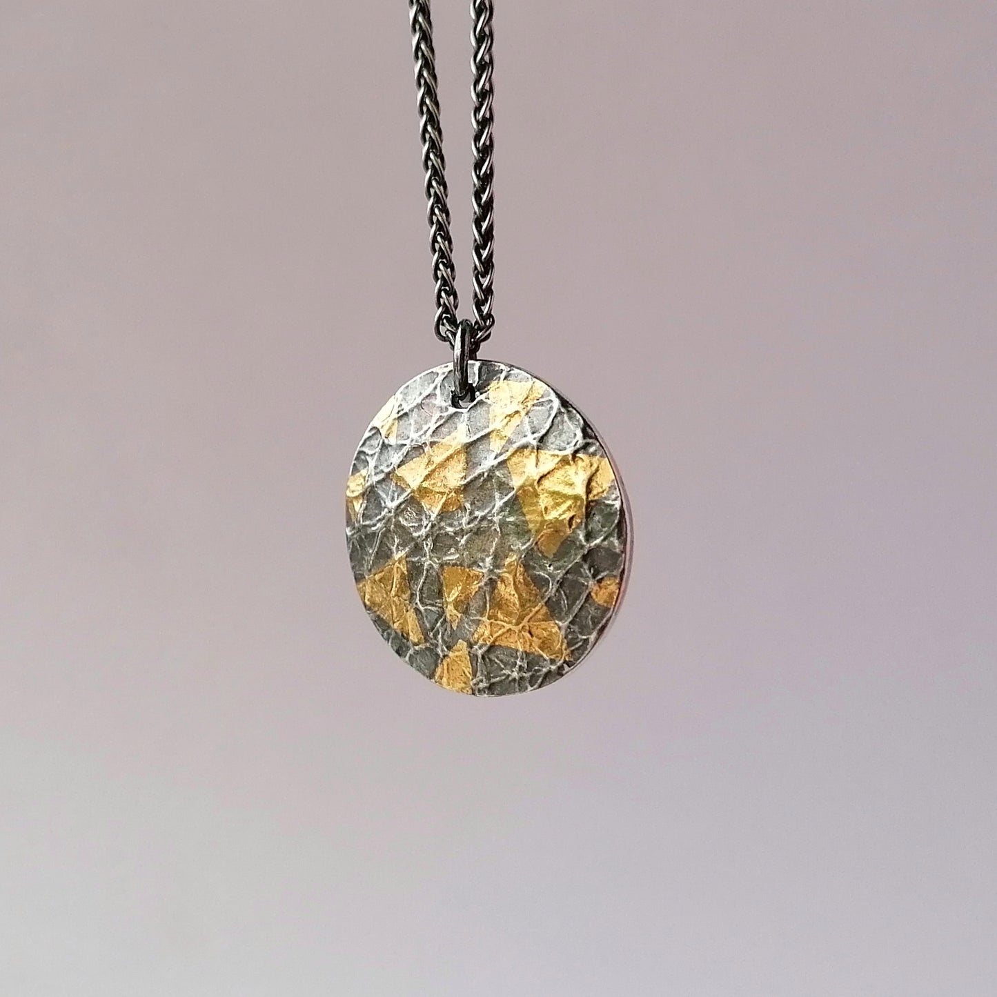 Keum boo gold and silver circle pendant - one available