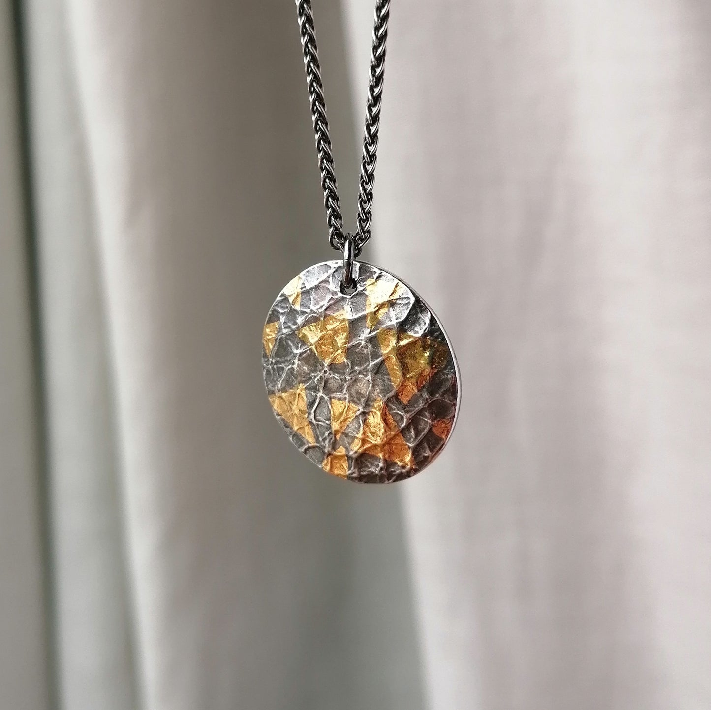 Keum boo gold and silver circle pendant - one available