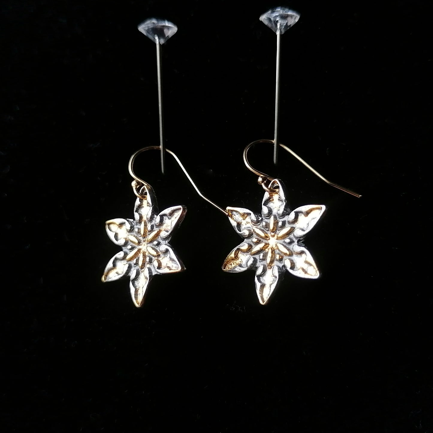 Keum boo gold and silver flower earrings