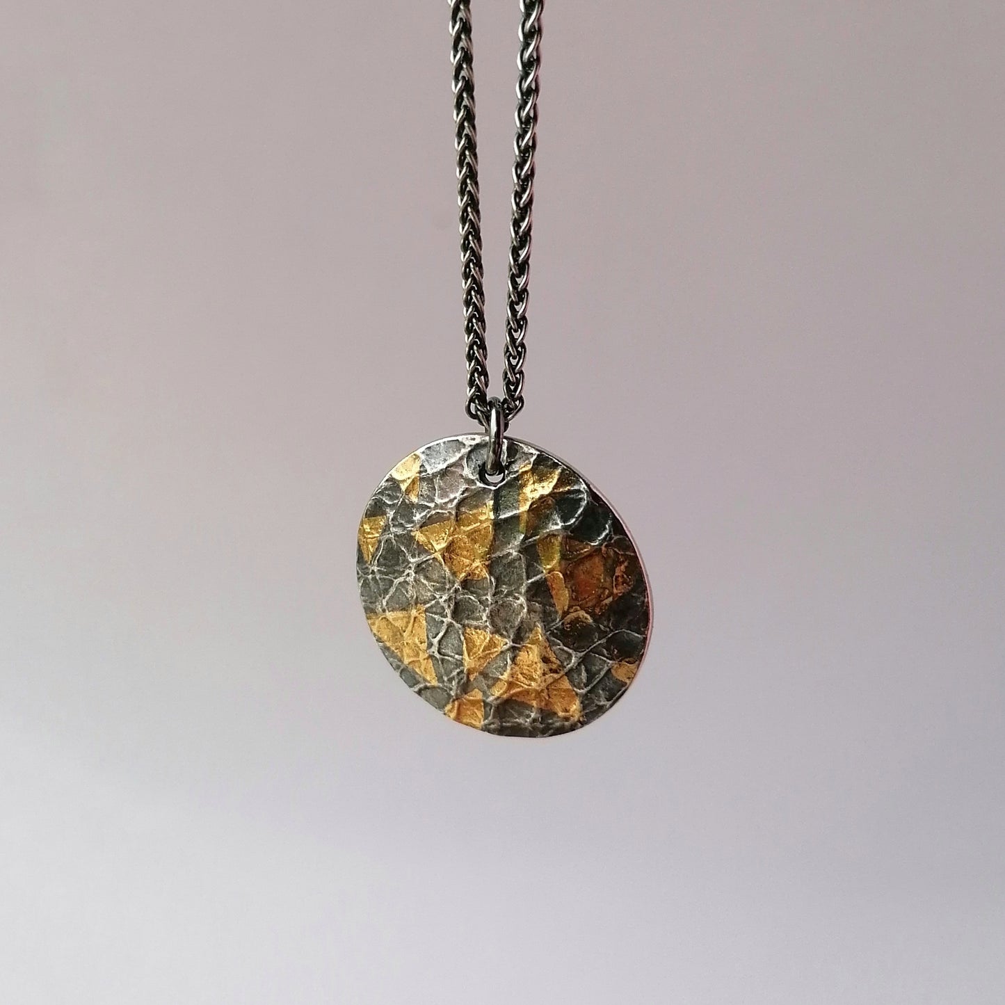 Keum boo gold and silver circle pendant - one available