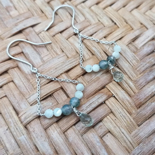 Semi-precious stone chandelier earrings