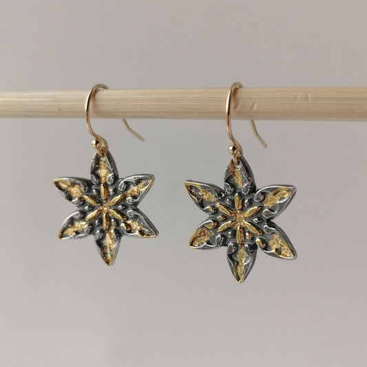 Keum boo gold and silver flower earrings