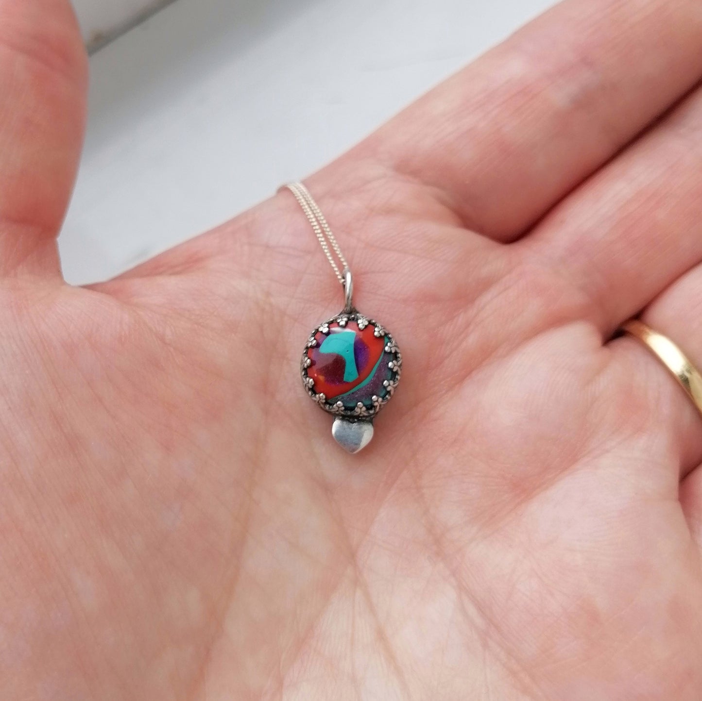 Surfboard resin love pendant