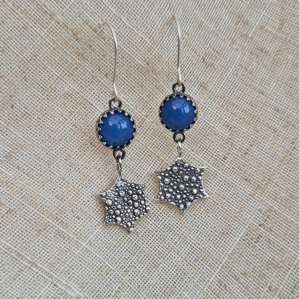 Starburst blue agate drop earrings - one available