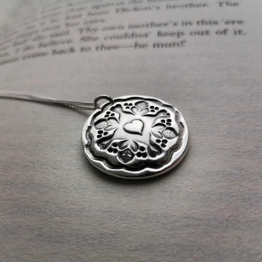 Antique button pendant - love - made to order