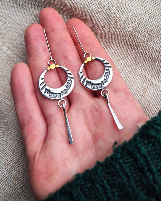 Banlaoch ogham earrings with keum boo