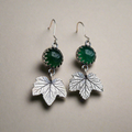 Currant leaf green agate earrings - one available