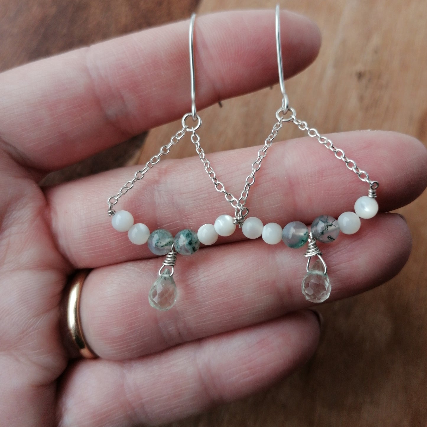 Semi-precious stone chandelier earrings